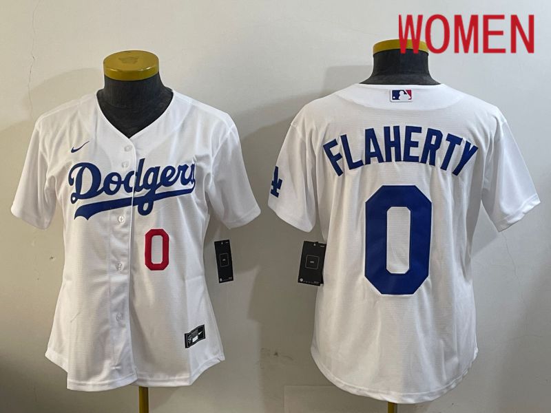 Women Los Angeles Dodgers #0 Flaherty White Game 2024 Nike MLB Jersey style 12111->los angeles dodgers->MLB Jersey